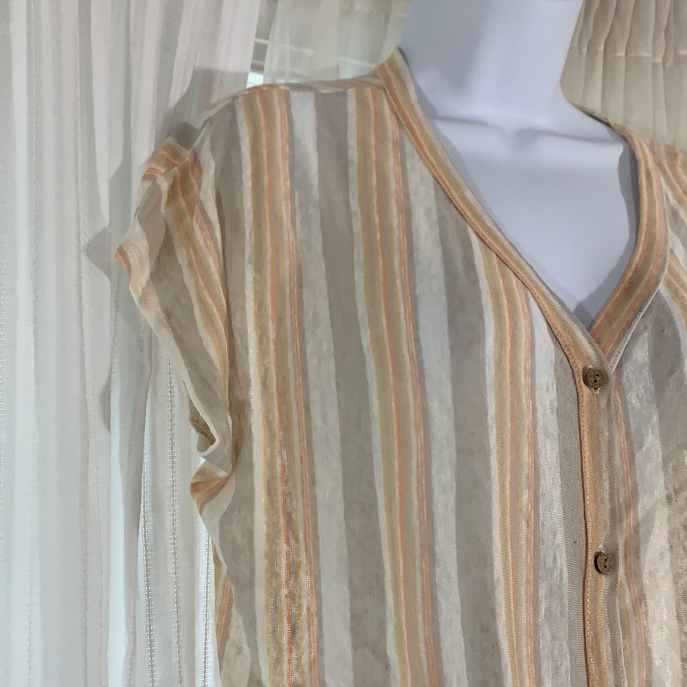 100% Linen Rachel Zoe Tie Front Top Large - Picture 5 of 6